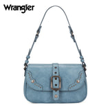 Wrangler Shoulder Bag for Women Leopard Hobo Purse Underarm Handbag with Buckle, Studs & Crossbody Strap
