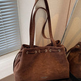 【Black Friday】Autumn and winter casual retro exquisite drawstring closure tote bag, fashionable and versatile large capacity shoulder bag, suitable for dates, parties and daily social occasions - image 10
