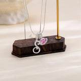 Triple-Layer Initial Necklace with Pink Heart Stone - image 9