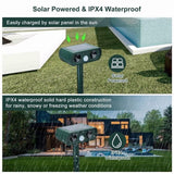 Solar Powered Ultrasonic Animal Repeller Motion Sensor Repellent Device, IPX4 Waterproof, For Repelling Squirrels/Raccoons/Dogs/Cats, Outdoor Use, Green