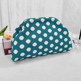 Striped Knit Makeup Bag for Women – Large Capacity Clip-Top Cosmetic Pouch & Travel Toiletry Organizer