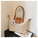 Cute Puppy Charm Nylon Tote Bag – Large Capacity Two-Tone Shoulder Bag