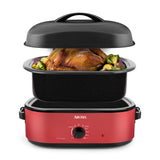 Aroma 18Qt Electric Roaster Oven with High Dome Lid, 8X Bonded Granite Enamel, Red (Model ART-718RH)