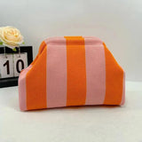 Women's Clip-Top Crossbody Purse – Lightweight Striped, Diamond & Dot Pattern Handbag