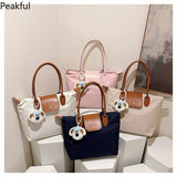 Cute Puppy Charm Nylon Tote Bag – Large Capacity Two-Tone Shoulder Bag