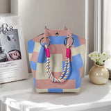Mini Boho Woven Polyester Bucket Bag, Small Soft Casual Crossbody Bag, Handmade Knitted Crochet Shoulder Bag, handbags,Lightweight Summer Beach Vacation Bag, Stylish Bohemian Handbag for Travel, Daily Use and Holiday Outfit