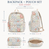 Large two-piece quilted floral backpack set