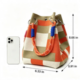 Mini boho woven bucket handbag