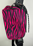 57" Long Strap Crossbody Bag (#1140) - Zebra Hot Pink.