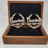 Crown Heart Custom Name Hoop Earrings - image 1