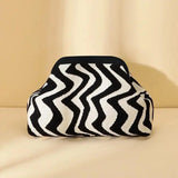 Women's Striped Knit Cosmetic Bag – Large Capacity Makeup Pouch & Travel Toiletry Organizer