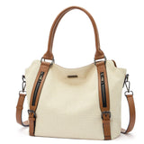 Large laptop tote work bag - Apricot With Brown
