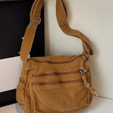 【Black Friday】Ladies' solid color retro multi pocket canvas crossbody bag, fashionable and simple daily commuting easy to match with shoulder bag, Casual Commuter Bag, Multi Compartment Bag, Trendy Commuting Bag, Crossbody Shoulder Bags - image 10
