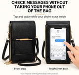 Touchscreen phone crossbody wallet bag