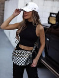 Plaid nylon crossbody bum bag - Beige