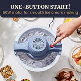 Elite Gourmet 4Qt Electric Ice Cream Maker EIM350 Delicious Homemade Ice Cream, Gelato, Sorbet, Frozen Yogurt, 4Qt Aluminum Freezing Cannister, Durable Plastic Ice Bucket, Powerful 50W, Periwinkle