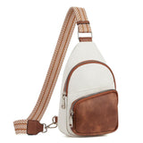 CLUCI Small Vegan Leather Sling Bag with Adjustable Guitar Strap