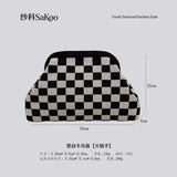 Striped Knit Makeup Bag for Women – Large Capacity Clip-Top Cosmetic Pouch & Travel Toiletry Organizer