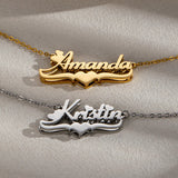 Unisex Double-Layer Heart Name Necklace - image 1