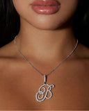 Script Initial Necklace with Pavé Stones - image 1