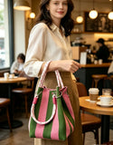 Mini boho woven bucket handbag