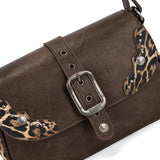 Western leopard hobo shoulder bag - Black