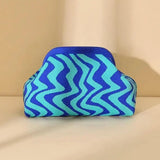 Women's Striped Knit Cosmetic Bag – Large Capacity Makeup Pouch & Travel Toiletry Organizer
