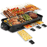 Pukomc Corded 2-in-1 Electric Indoor Grill & Pan - 1800W Smokeless, Temperature Control, Removable Non-Stick Plate, Grill Net, Dishwasher Safe Kitchen Supplies for Apartment Stuff