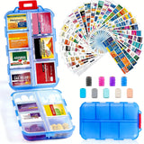 UFORU Travel Pill Organizer Box with 146 Labels, 10 Compartment Small Pill Case Medicine Kit, Portable Pocket Purse Pharmacy, Daily Weekly Vitamin Supplement Medication Holder（no pills)dealsforyou#SummerWins