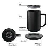 ionMug & Charging Coaster, 12oz. Stainless Steel Self Heating Coffee Mug with Lid, 3.5" x 3.5" x 5"