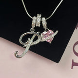 Triple-Layer Initial Necklace with Pink Heart Stone - image 29
