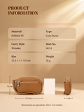 Unbranded size guide: 13.5 cm wide, 9.5 cm high, 3 cm deep; pebbled PU; weight 78 g