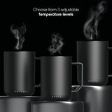 ionMug & Charging Coaster, 12oz. Stainless Steel Self Heating Coffee Mug with Lid, 3.5" x 3.5" x 5"