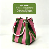 Mini boho woven bucket handbag