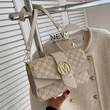 Retro letter buckle crossbody bag - Beige