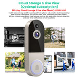 Doorbell Camera Wireless, Smart WiFi Video Doorbell, 1080P, Video Doorbell Camera with 2 Way Audio, AI Human Detection, Night Vision, Cloud Storage, Battery Powered, Easy Installation, 2.4G WiFi Only