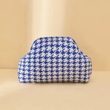 Striped Knit Makeup Bag for Women – Large Capacity Clip-Top Cosmetic Pouch & Travel Toiletry Organizer
