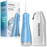 AquaSonic Precision Rechargeable Cordless Water Flosser with Travel Bag and 2 Standard Flossing Tips - Black