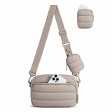 WeeNOD-L Quilted Crossbody Bag with Detachable Earbud Pouch — 2.4L