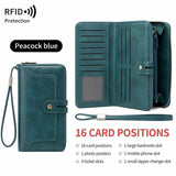 Women's Retro Casual Minimalist Solid Color RFID Blocking Synthetic PU Leather Wallet - Slim Bifold/Trifold Clutch Wristlet with Zipper Pocket, Built-In Card Holder, Large Capacity for Daily Carry & Holiday Gifting