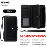 Women's Retro Casual Minimalist Solid Color RFID Blocking Synthetic PU Leather Wallet - Slim Bifold/Trifold Clutch Wristlet with Zipper Pocket, Built-In Card Holder, Large Capacity for Daily Carry & Holiday Gifting