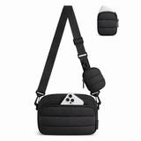 WeeNOD-L Quilted Crossbody Bag with Detachable Earbud Pouch — 2.4L