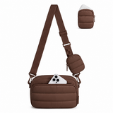 WeeNOD-L Quilted Crossbody Bag with Detachable Earbud Pouch — 2.4L