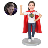Custom Supergirl Bobblehead with Cape | Personalized Heroine Doll