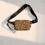 Duo 57" Adjustable Long Strap Crossbody Bag (#1140-14) - Tan Leopard