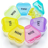 Large Weekly Pill Organizer 7Day Vitamin Case Large Capacity Compartments heart shaped pill container Healthcare Aid medicine organizer med organizer