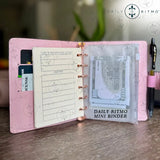 DAILY RITMO A7 Mini Binder Wallet with Zippered Coin Pouch Envelopes for Cash Stuffing, Checkerboard