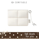 Cute Puffy Quilted Mini Wallet: Coin Purse with ID Window & Keychain