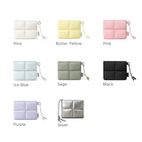 Cute Puffy Quilted Mini Wallet: Coin Purse with ID Window & Keychain