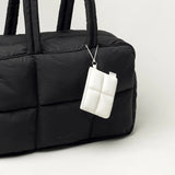 Cute Puffy Quilted Mini Wallet: Coin Purse with ID Window & Keychain